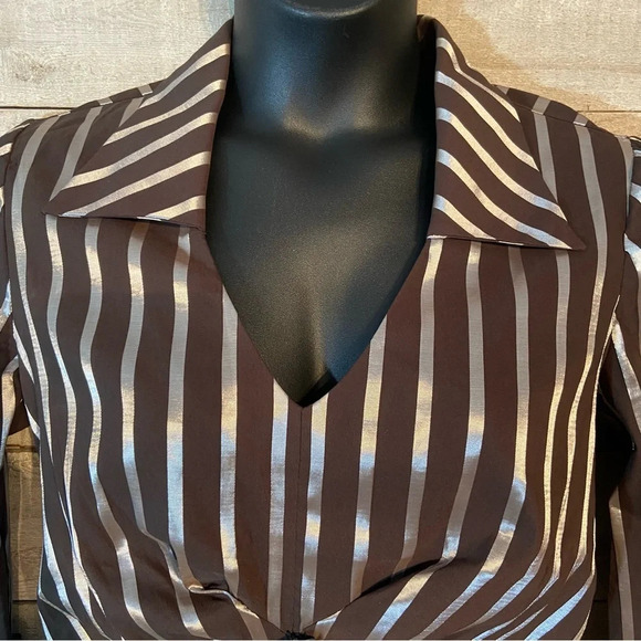 Joseph Ribkoff ‎ women’s brown striped fitted blouse - Picture 4 of 10